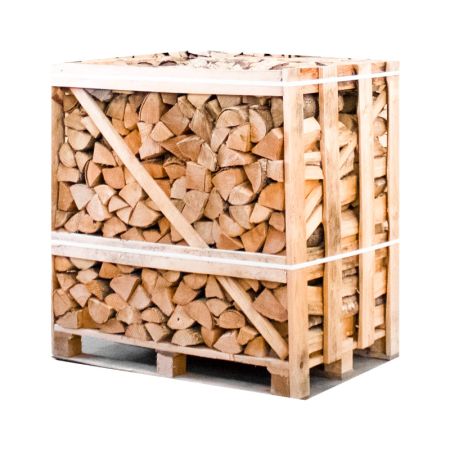 Halbe Palette kammergetrocknetes gespalten Esche Brennholz 25cm