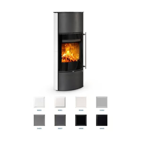 Kaminofen HEIDAL H 10 | Außengehäuse aus Keramik | 6,3 kW | Weiß-Schwarz